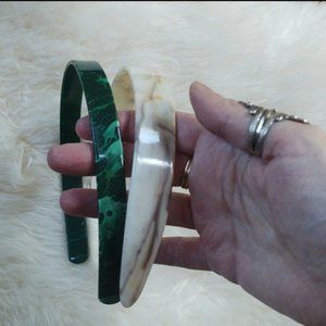 Vintage 1960's Faux Marble Headbands Green & White